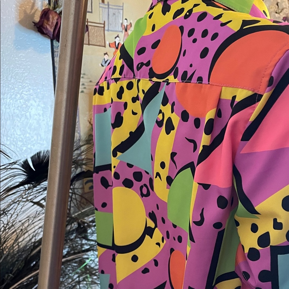 90’s print button down Colorful Geometric Print Shirt - Picture 4 of 4